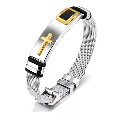 Pulsera De Hombre Acero Tipo Reloj Ajustable Moda-0