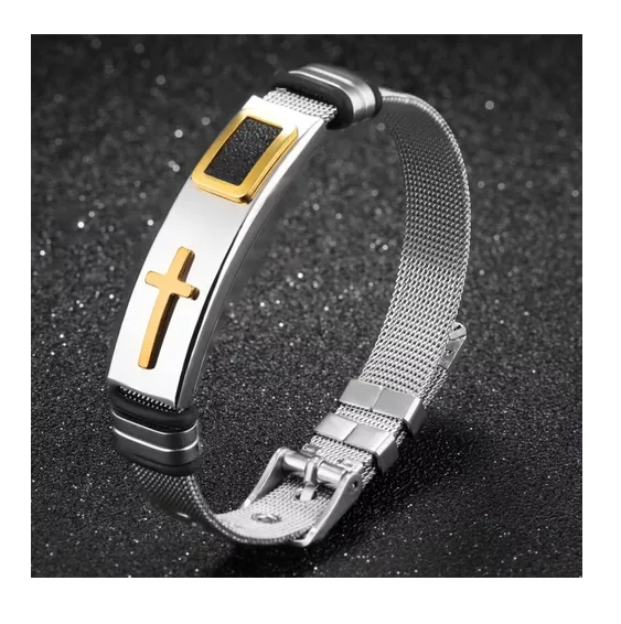 Pulsera De Hombre Acero Tipo Reloj Ajustable Moda-1