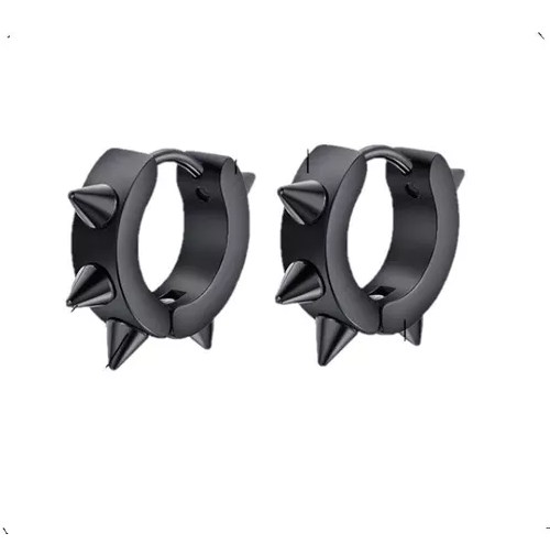 Aros Punk Hombre Mujer Negros Black Space Earing-0