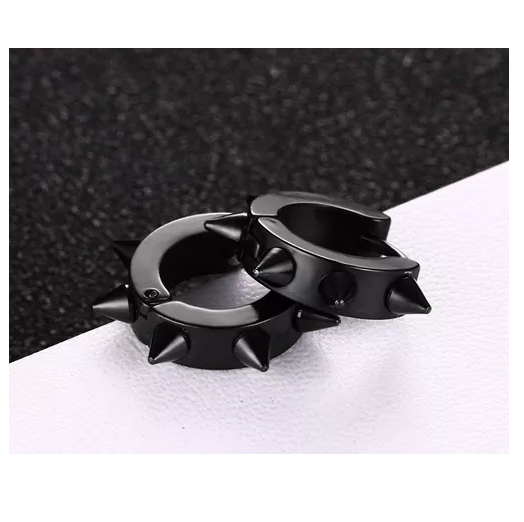 Aros Punk Hombre Mujer Negros Black Space Earing-2
