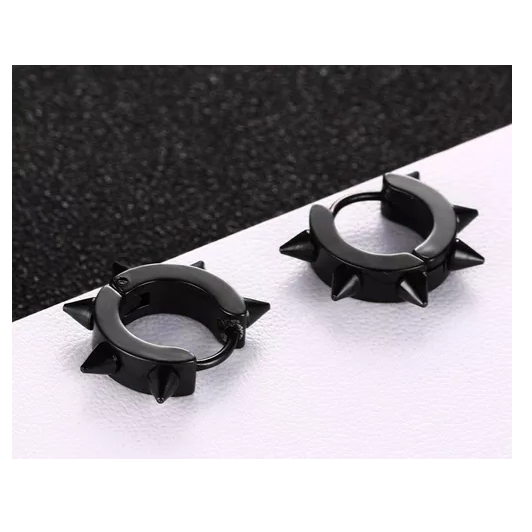 Aros Punk Hombre Mujer Negros Black Space Earing-3