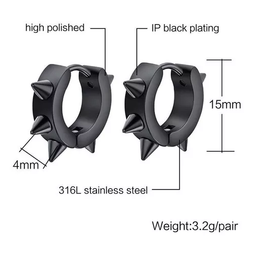 Aros Punk Hombre Mujer Negros Black Space Earing-4