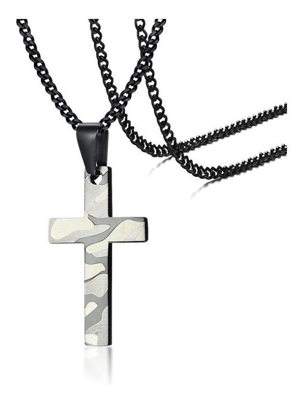 Collar Cruz Militar Black Hombre Mujer Moda Masculina 2022 Plateado