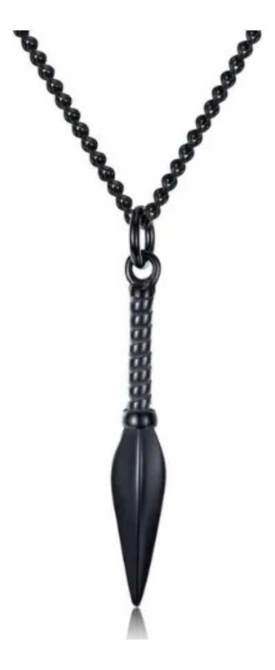 Collar De Kunai Black Titanio Hombre Mujer Moda Negro