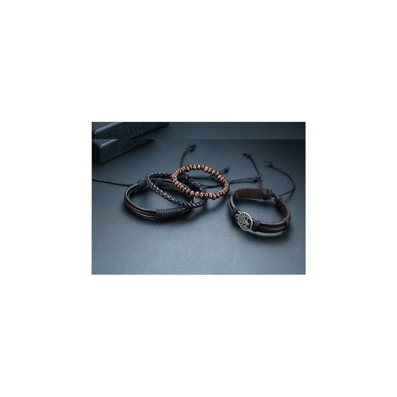 Pulsera De Hombre Y Mujer De Cuero Arbol De La Vida-4