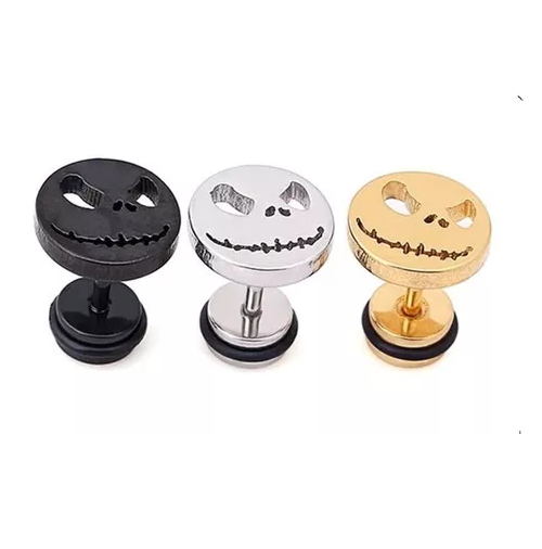 Aros Punk Hombre Mujer Calavera Halloween Earing-2