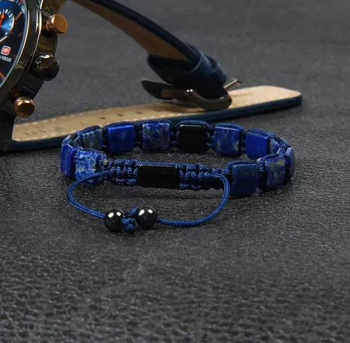 Pulsera Piedra Lapislazuli Hombre Moda-4