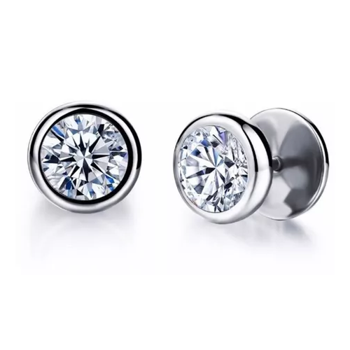 Aros Punk Rock Silver White Acero Quirúrgico Hombre Mujer-0