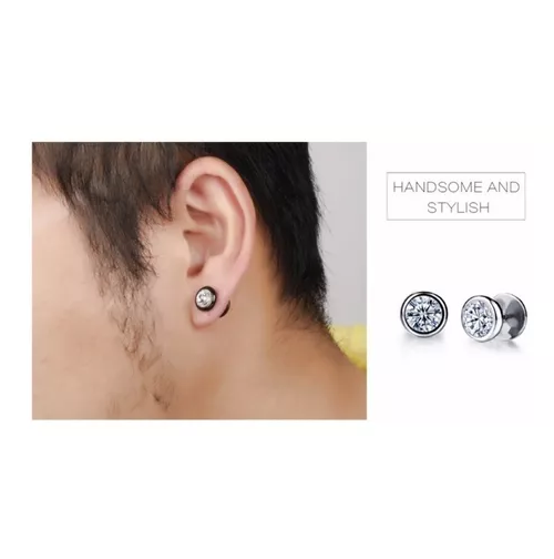 Aros Punk Rock Silver White Acero Quirúrgico Hombre Mujer-2