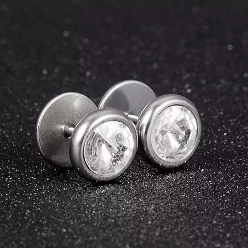 Aros Punk Rock Silver White Acero Quirúrgico Hombre Mujer-3