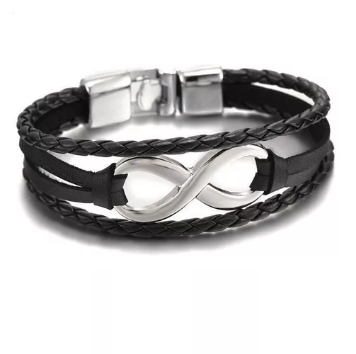 Pulsera De Cuero Infinito Hombre Y Mujer Elegante Juvenil-0