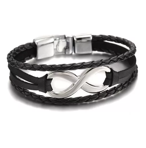 Pulsera De Cuero Infinito Hombre Y Mujer Elegante Juvenil-2