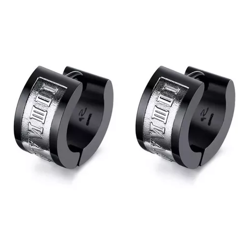 Aros Tipo Punk Black And Numeros Romanas Hombre Mujer-0