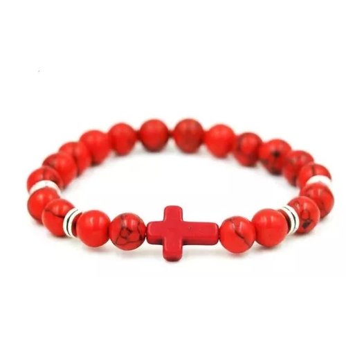 Pulsera De Piedra Jaspe Roja Hombre Y Mujer Moda-0