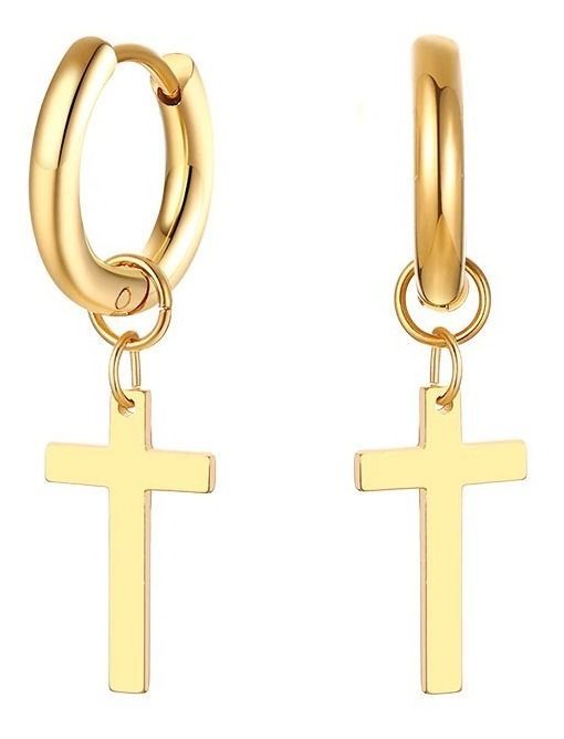 Aros Punk Cruz Gold Space Hombre Mujer Moda Vintage 1 Dorado
