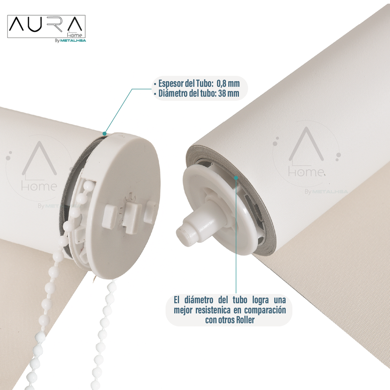 Cortina Roller Sun Screen Aura Beige 150X165 Cm-2