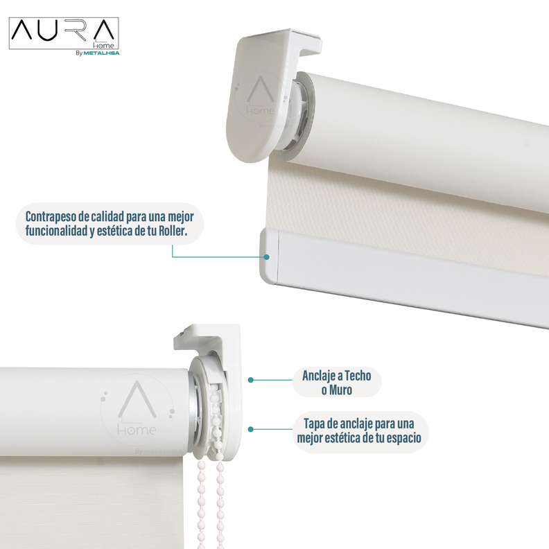 Cortina Roller Sun Screen Aura Beige 150X165 Cm-3