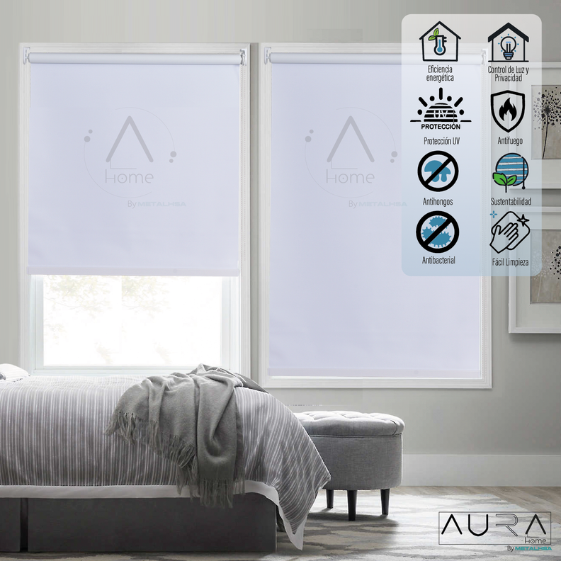 Cortina Roller Blackout Aura Blanco 180X165 Cm-1
