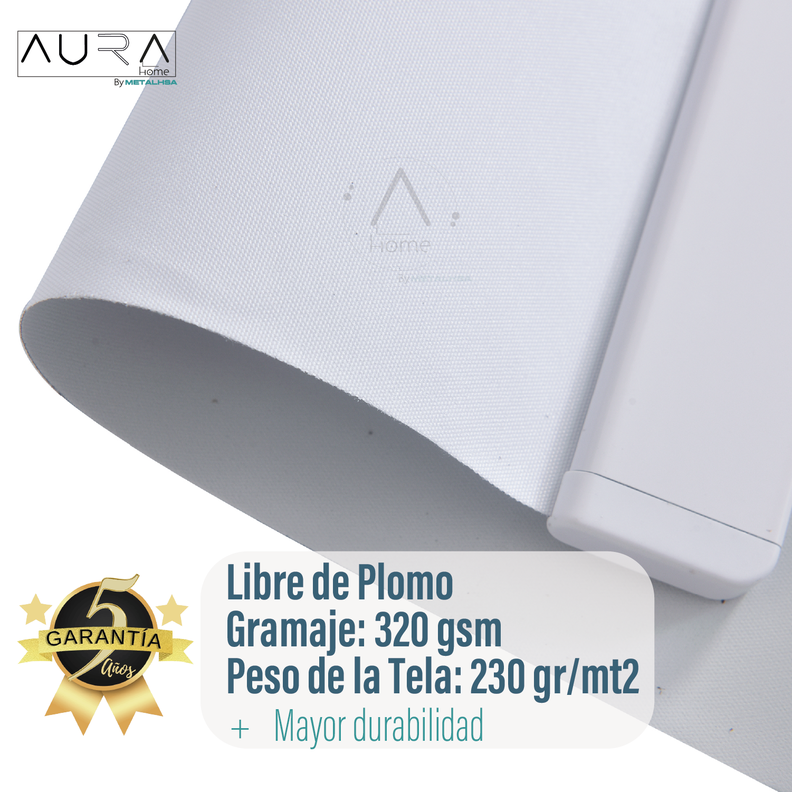 Cortina Roller Blackout Aura Blanco 180X165 Cm-4