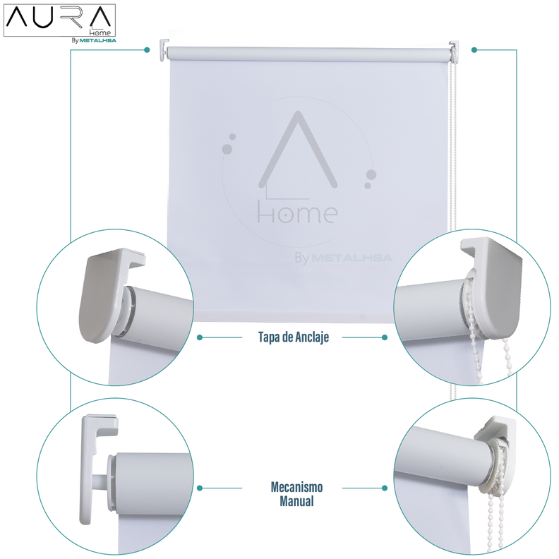 Cortina Roller Blackout Aura Blanco 180X165 Cm-6