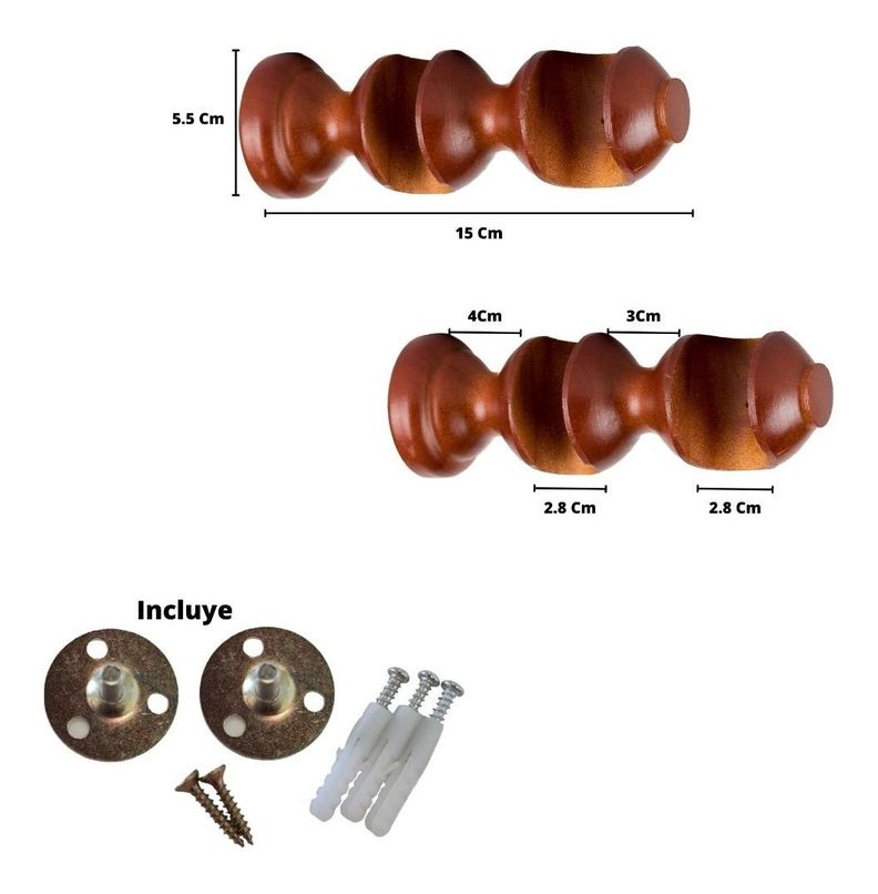Pack 2 Unidades Soporte Doble De Madera Chocolate 28/28 Mm-2