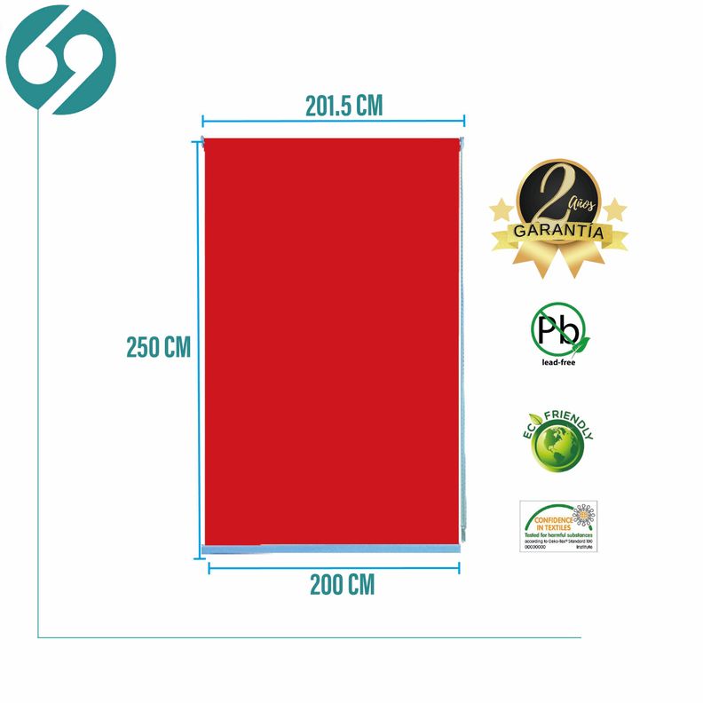 Cortina Roller Blackout Rojo 200 X 250 Cm-1