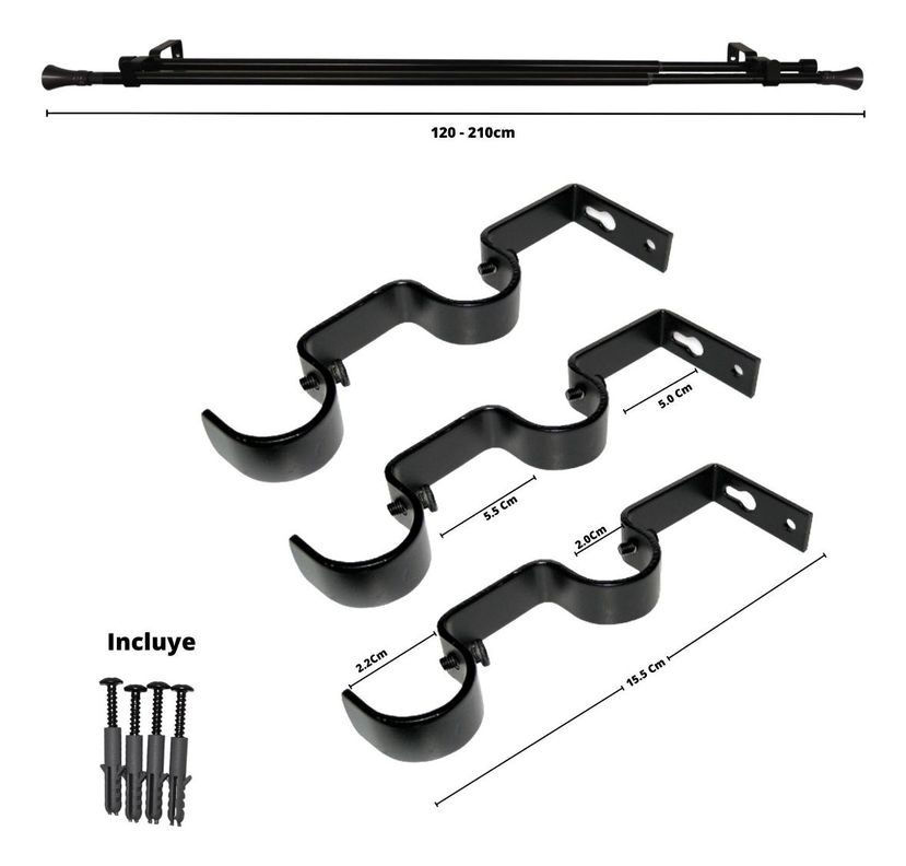 Set Extensible De 120-210 Cm Color Negro Y Terminal Cónico-5