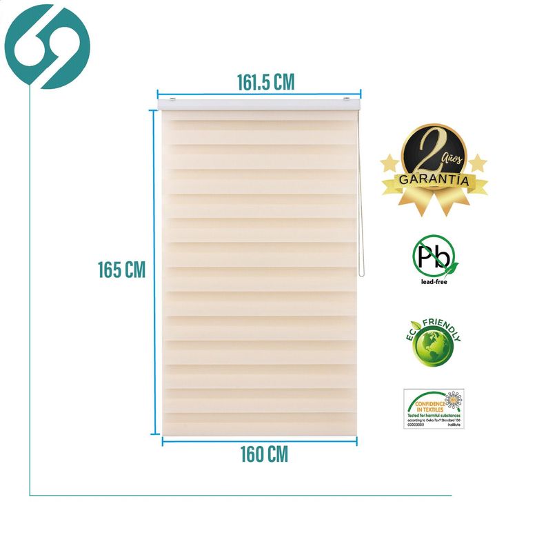 Roller Duo Zebra Día Y Noche Beige 160 X 165 Cm Premium-1