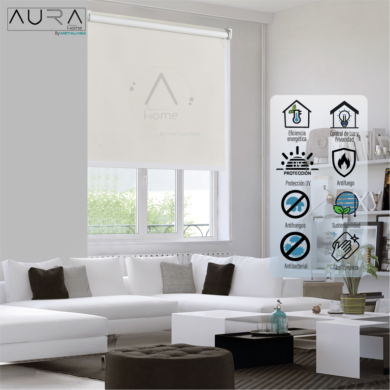 Cortina Roller Blackout Aura Beige 150X165 Cm-1