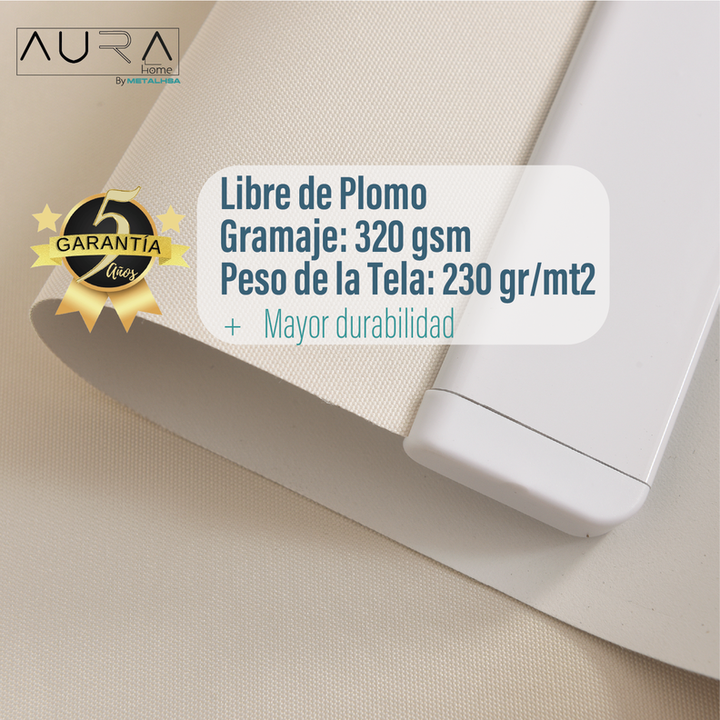 Cortina Roller Blackout Aura Beige 150X165 Cm-4