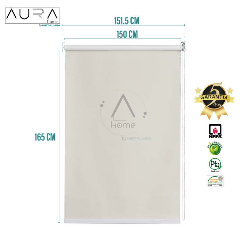 Cortina Roller Blackout Aura Beige 150X165 Cm-8