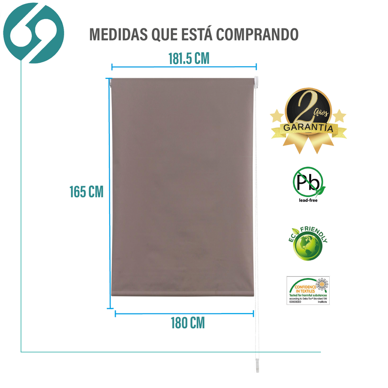 Cortina Roller Blackout Tostado 180 X 165 Cm-1