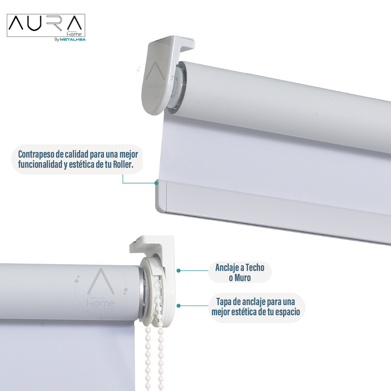 Cortina Roller Blackout Aura Blanco 150X165 Cm-3
