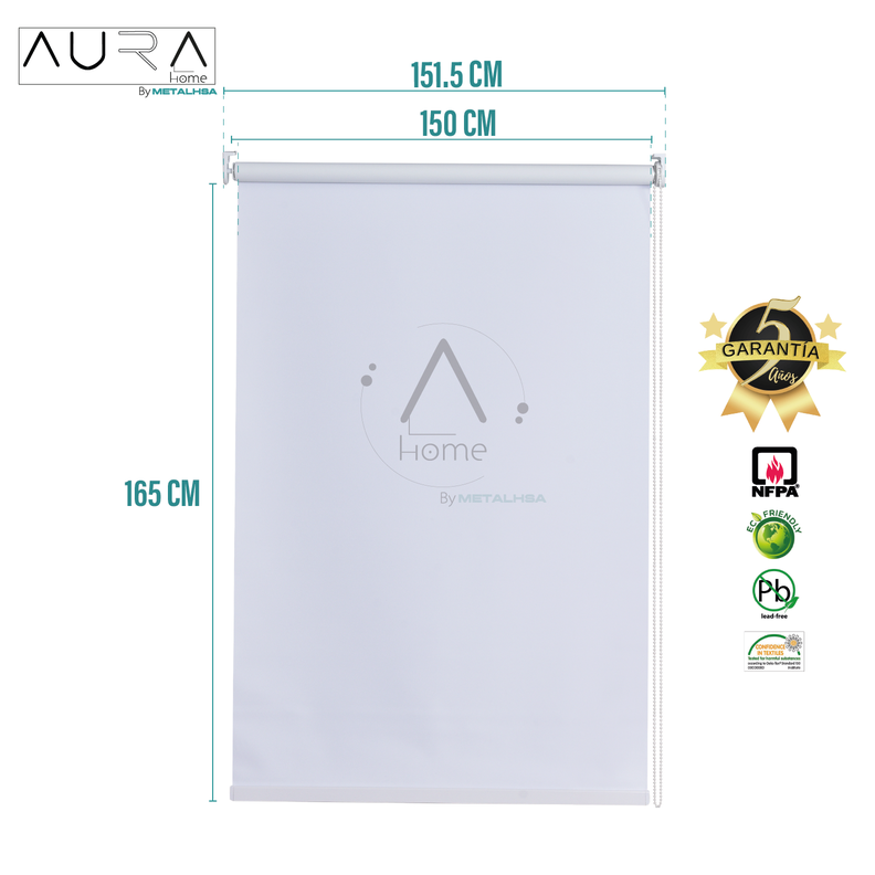 Cortina Roller Blackout Aura Blanco 150X165 Cm-8