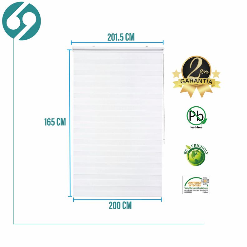 Roller Duo Zebra Día Y Noche Blanco 200 X 165 Cm Premium-1