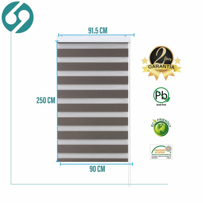 Roller Duo Zebra Día Y Noche Tostado 90 X 250 Cm Premium-1