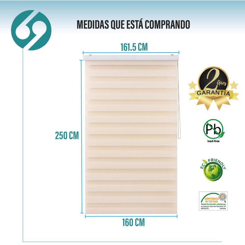 Roller Duo Zebra Día Y Noche Beige 160 X 250 Cm Premium-1