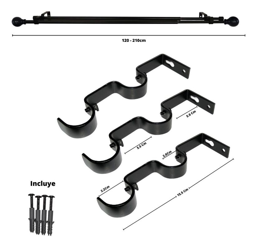 Set Extensible De 120-210 Cm Color Negro Y Terminal Bola-5