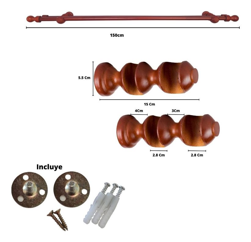Set De Madera Chocolate 1.50 Mt-3