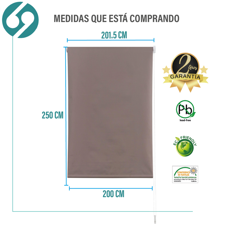 Cortina Roller Blackout Tostado 200 X 250 Cm-1