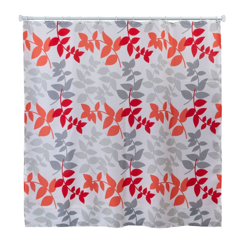 Cortina De Baño 180 x 180 Cm Poliéster Hojas Naranjas-0