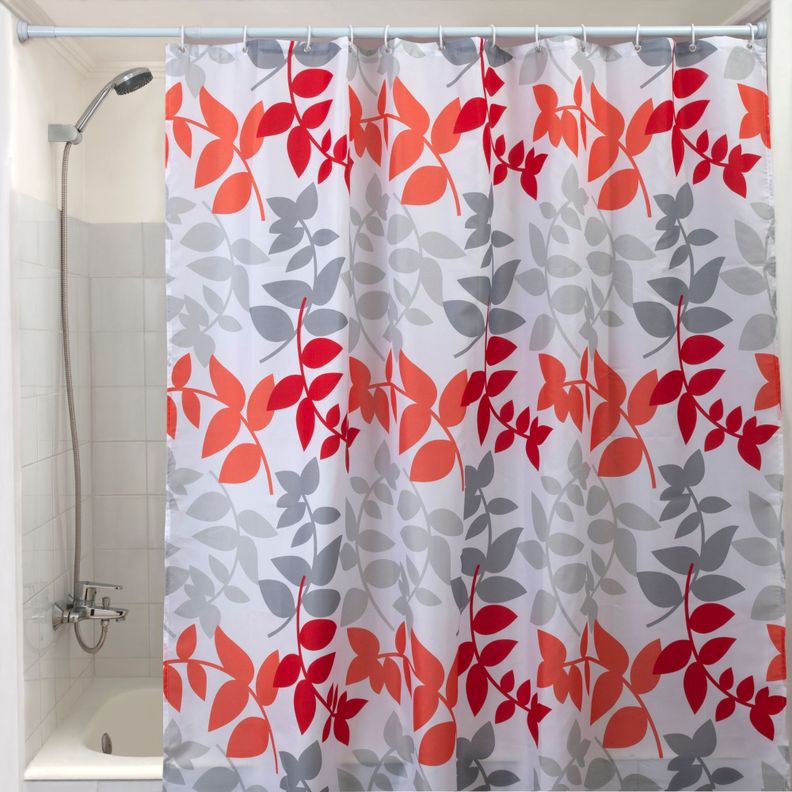 Cortina De Baño 180 x 180 Cm Poliéster Hojas Naranjas-2