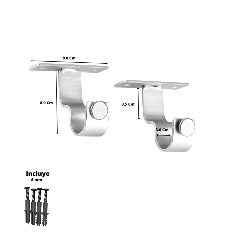 Pack 2 Unidades Soporte Simple Techo De Metal Satín 28 Mm-2