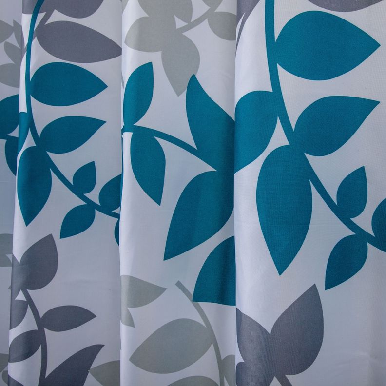 Cortina De Baño 180 x 180 Cm Poliéster Hojas Turquesa-1