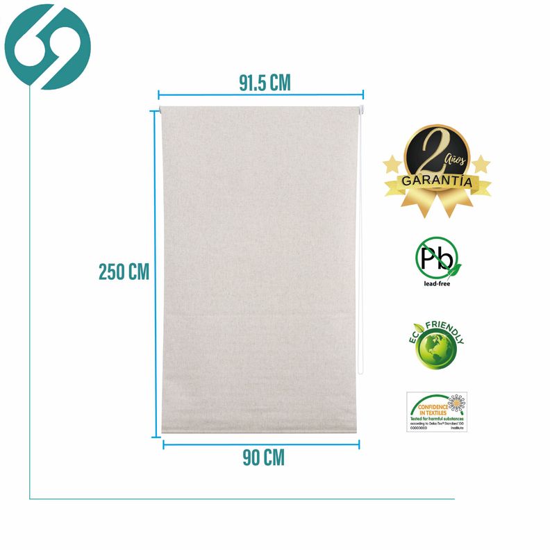 Cortina Roller Blackout Textura Lino 090 X 250 Cm-1