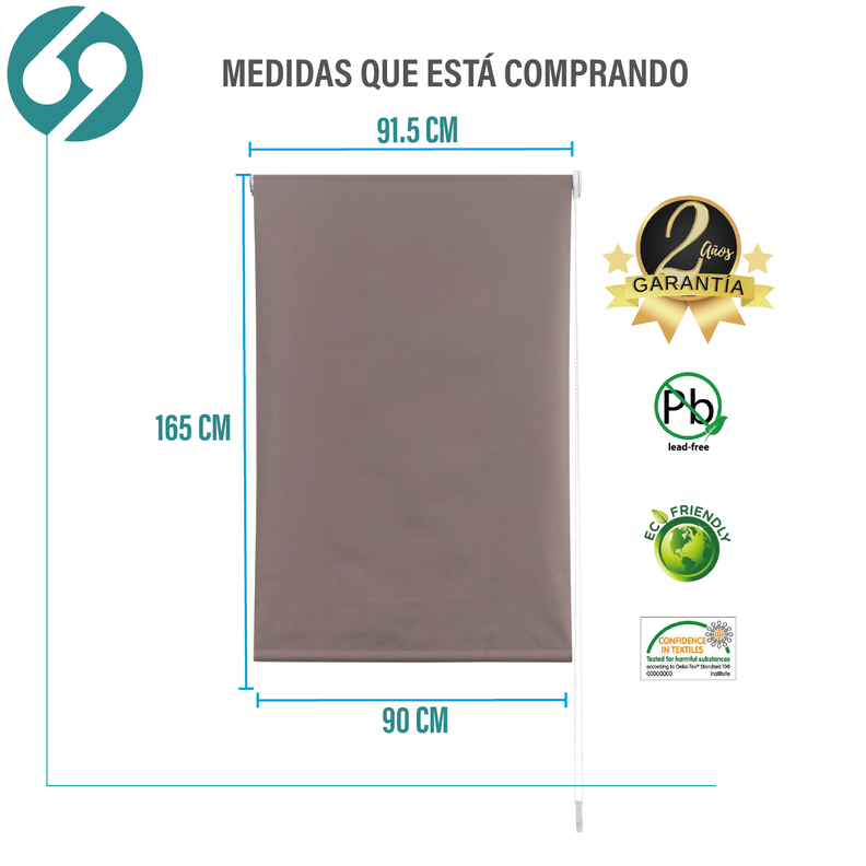 Cortina Roller Blackout Tostado 90 X 165 Cm-1