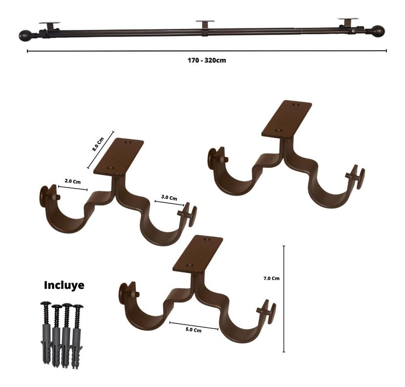 Set Extensible Techo 170-320 Cm Color Café Y Terminal Bola-3