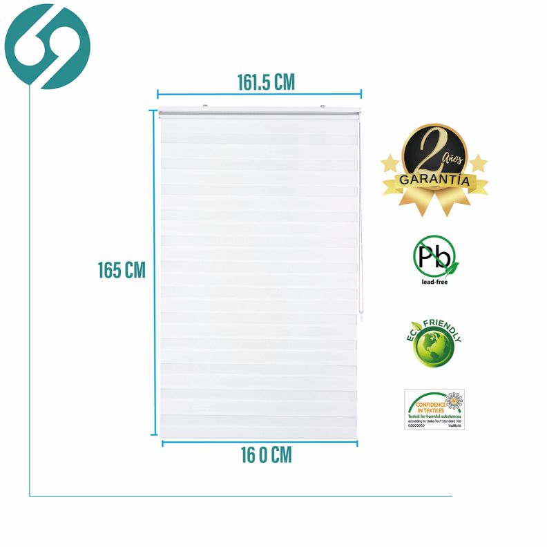 Roller Duo Zebra Día Y Noche Blanco 160 X 165 Cm Premium-1