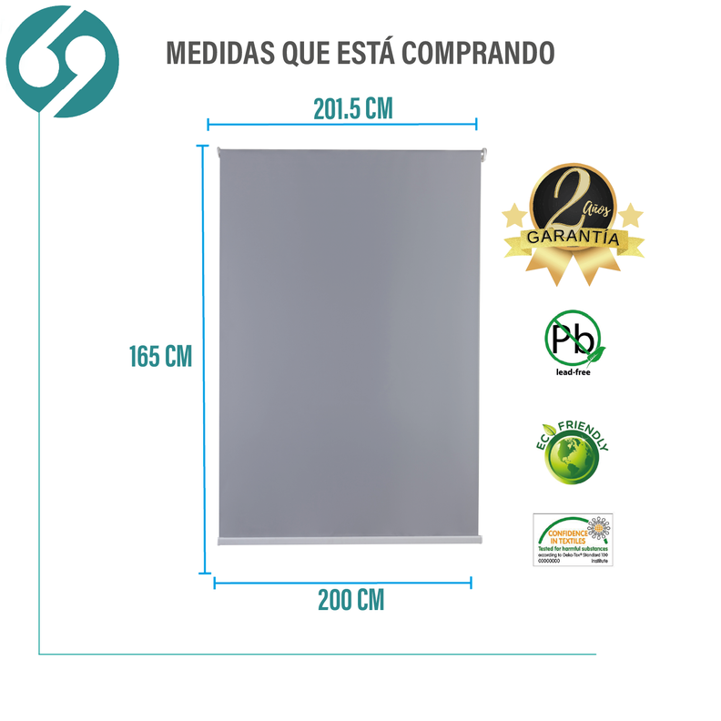 Cortina Roller Blackout Gris 200 X 165 Cm-1