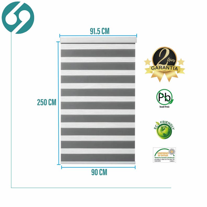 Roller Duo Zebra Día Y Noche Gris 90 X 250 Cm Premium-1